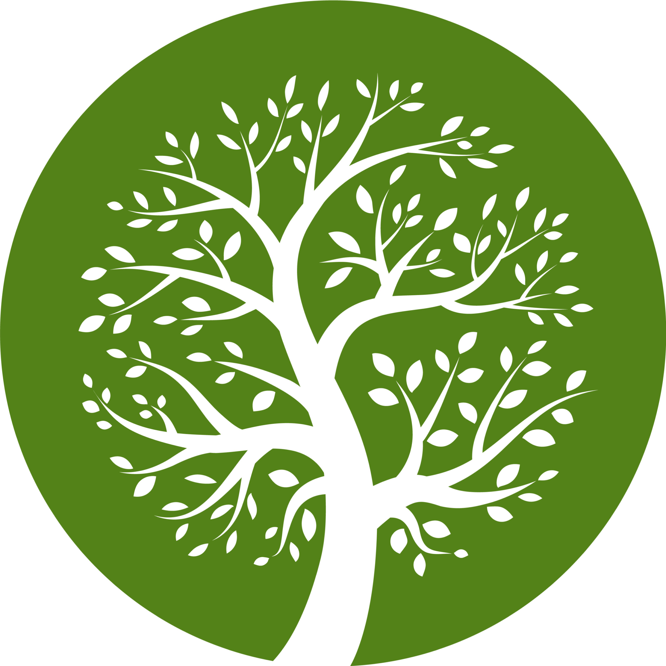 Rundes Icon: Weißer Baum auf grünem Hintergrund